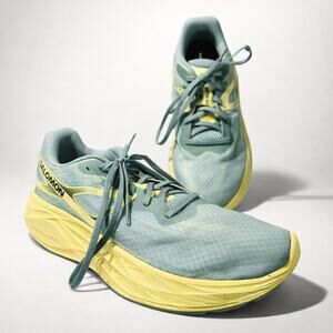 Salomon Aero Glide Green Yellow Running Shoes Mens Size 11